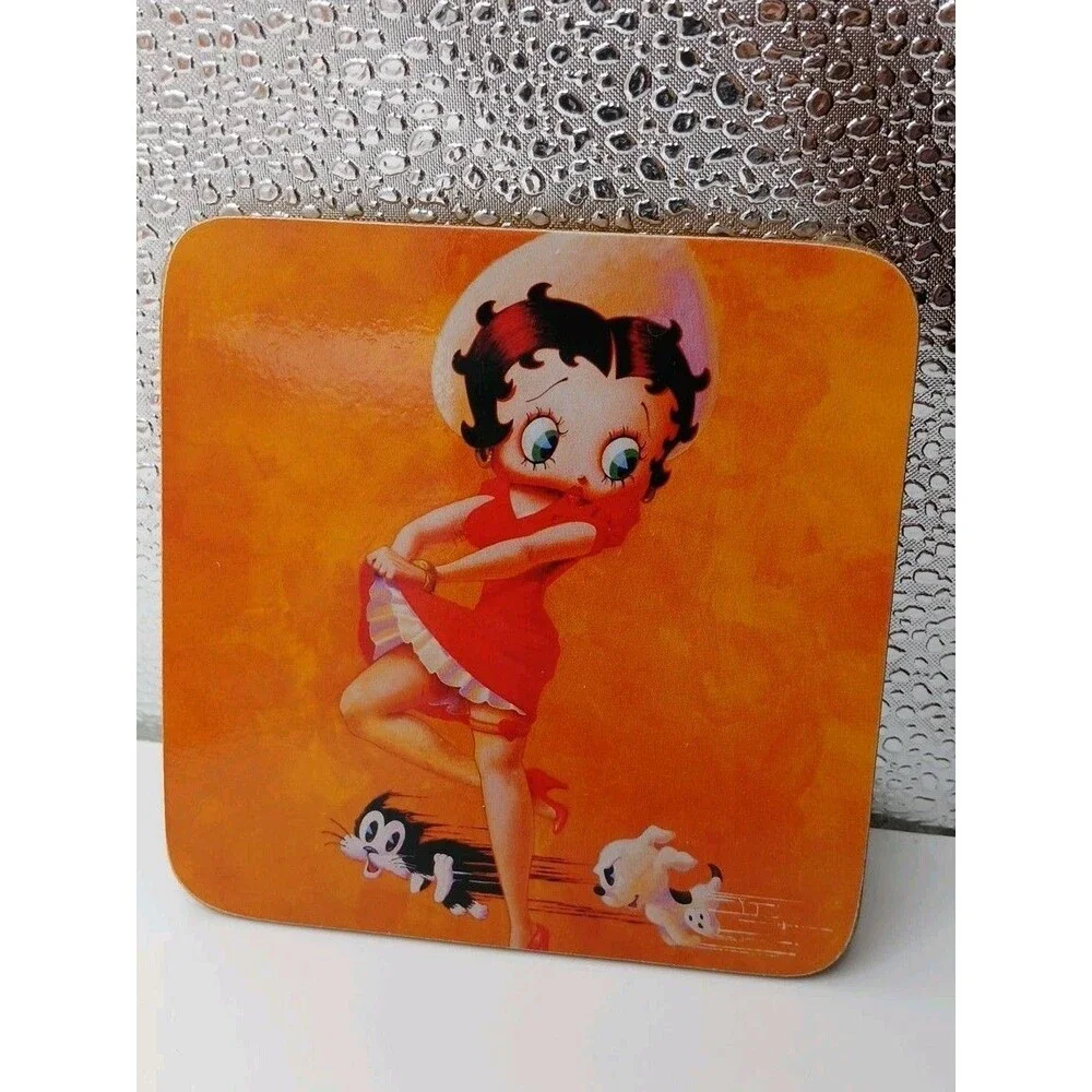 Betty Boop Drink Coasters With Cork Back 3.75In x 3.75In Set of 3 EUC